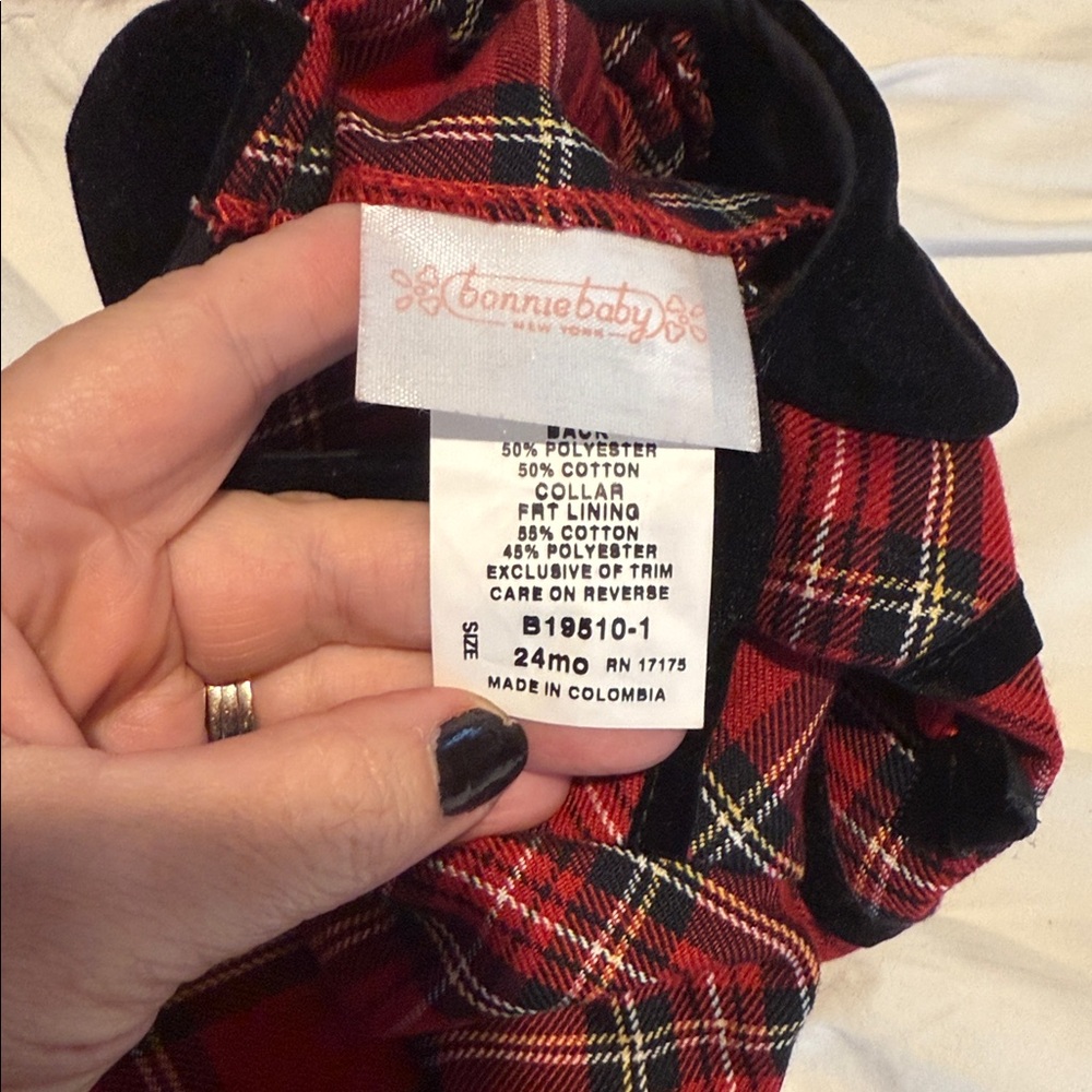 Bonnie Jean Toddler Girl Tartan Plaid Long Sleeve Christmas Holiday Dress 24‎ Mo - Picture 5 of 6